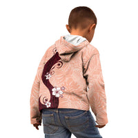 Polynesia Hibiscus Kid Hoodie Rose Bud Curve Motif - Polynesian Pride