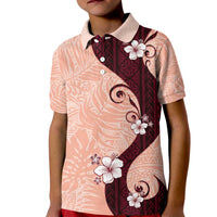 Polynesia Hibiscus Kid Polo Shirt Rose Bud Curve Motif LT05 Kid Red - Polynesian Pride