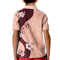 Polynesia Hibiscus Kid Polo Shirt Rose Bud Curve Motif LT05 - Polynesian Pride