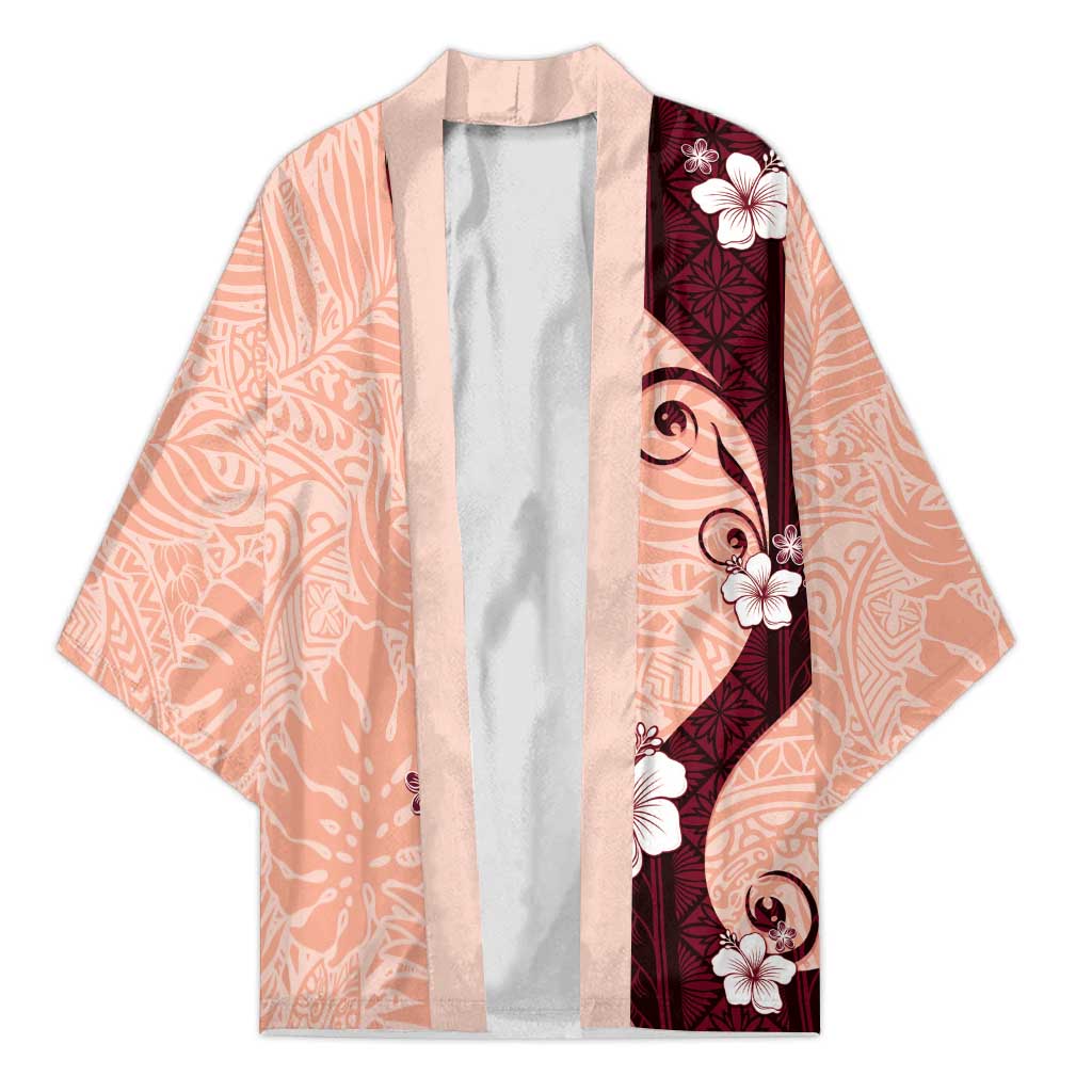 Polynesia Hibiscus Kimono Rose Bud Curve Motif LT05 Unisex Red - Polynesian Pride