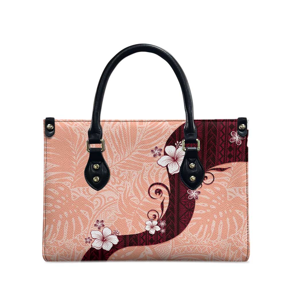 Polynesia Hibiscus Leather Bag Rose Bud Curve Motif - Polynesian Pride