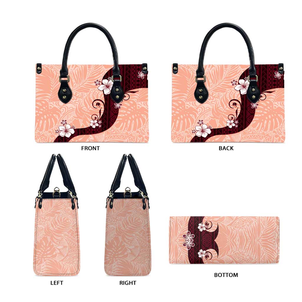 Polynesia Hibiscus Leather Bag Rose Bud Curve Motif - Polynesian Pride