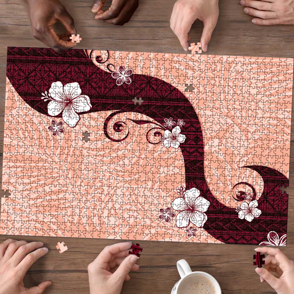 Polynesia Hibiscus Puzzle Rose Bud Curve Motif - Polynesian Pride