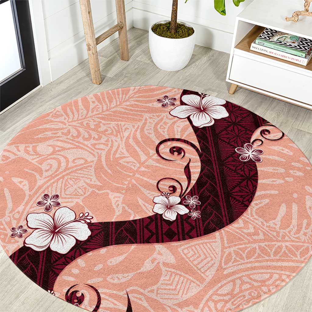 Polynesia Hibiscus Round Carpet Rose Bud Curve Motif - Polynesian Pride