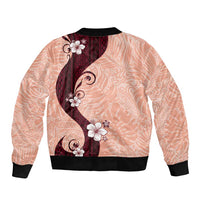 Polynesia Hibiscus Sleeve Zip Bomber Jacket Rose Bud Curve Motif - Polynesian Pride