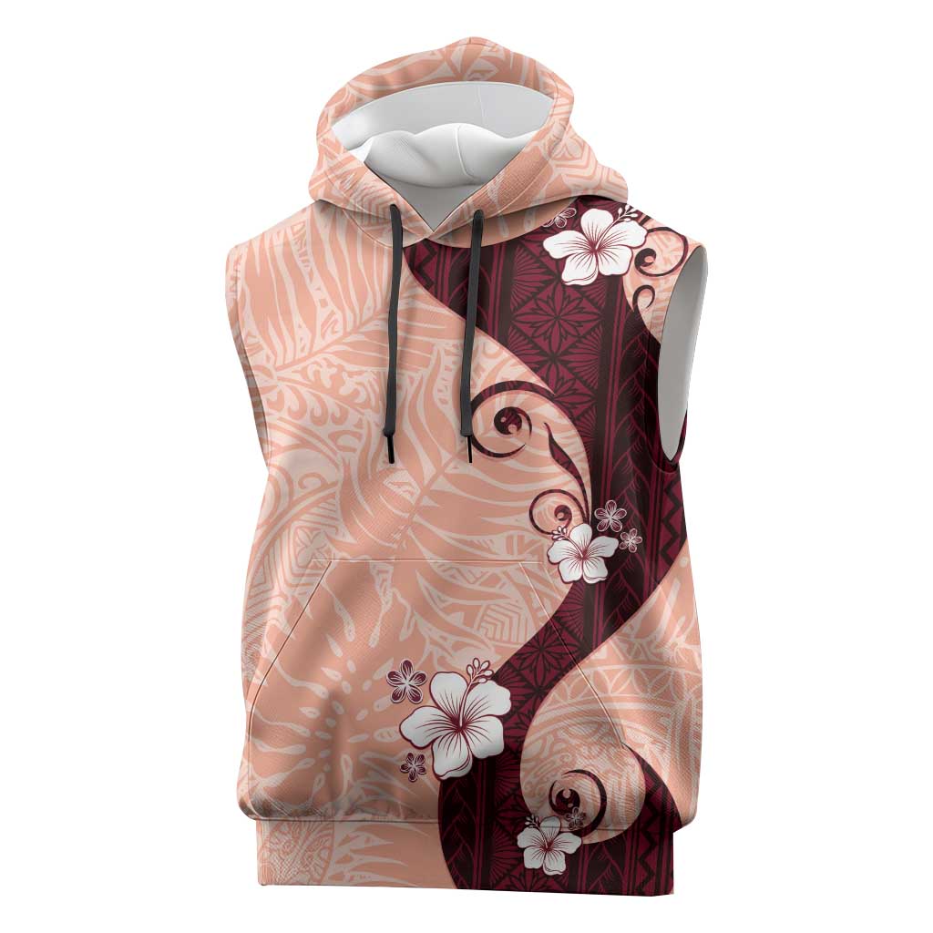 Polynesia Hibiscus Sleeveless Hoodie Rose Bud Curve Motif - Polynesian Pride