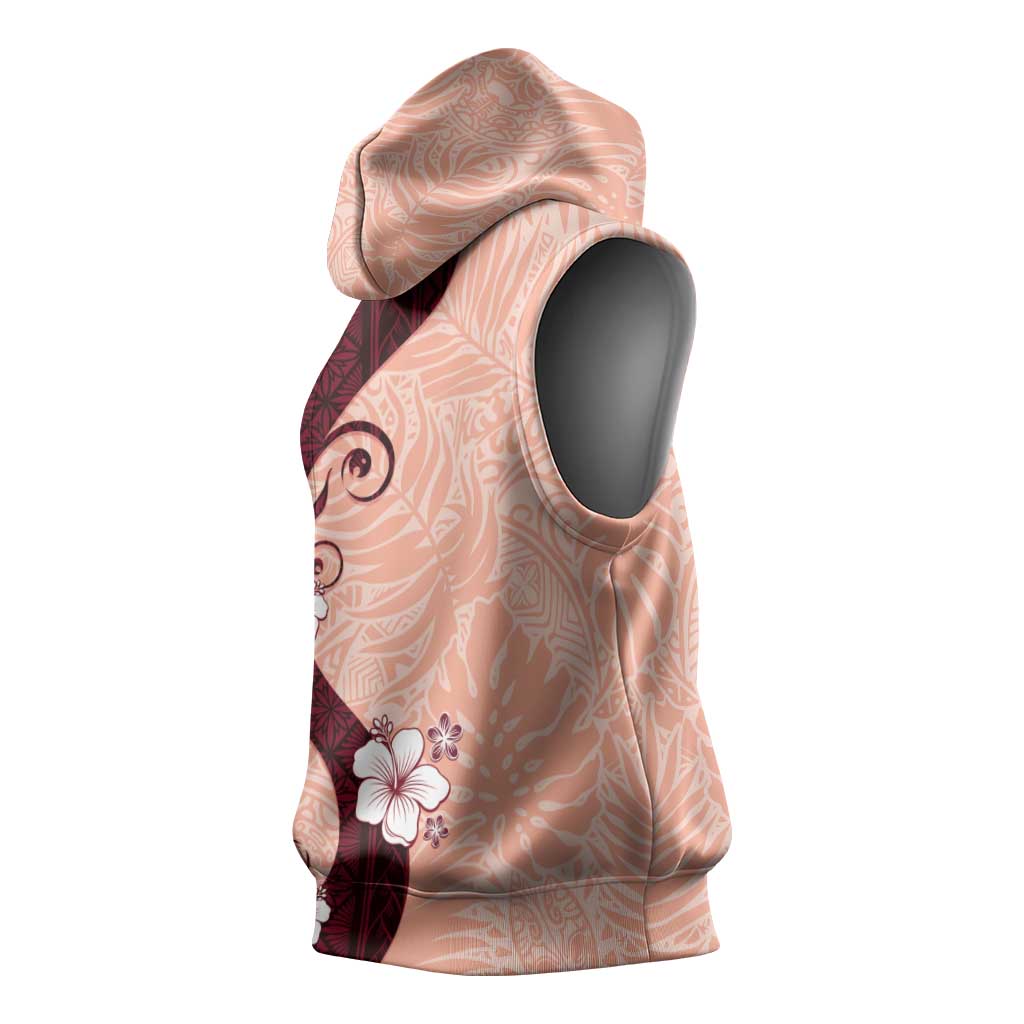 Polynesia Hibiscus Sleeveless Hoodie Rose Bud Curve Motif - Polynesian Pride