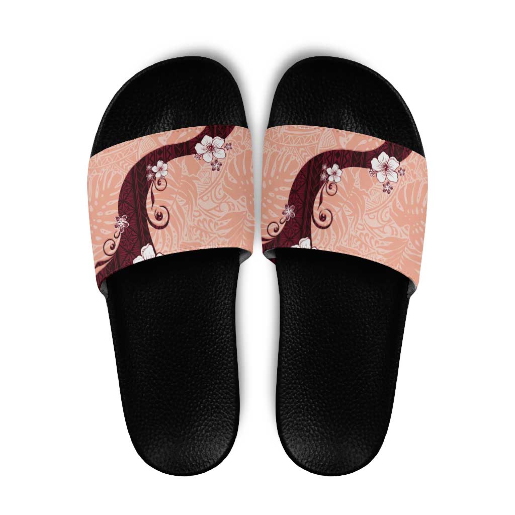 Polynesia Hibiscus Slide Sandals Rose Bud Curve Motif - Polynesian Pride