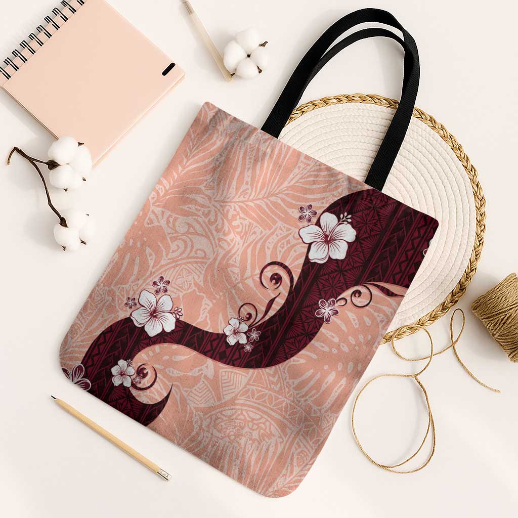 Polynesia Hibiscus Tote Bag Rose Bud Curve Motif - Polynesian Pride