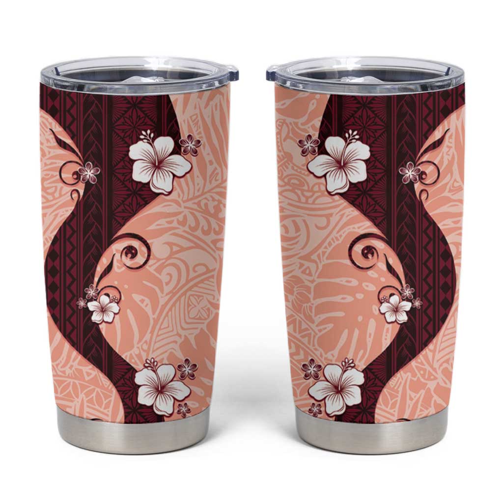 Polynesia Hibiscus Tumbler Cup Rose Bud Curve Motif LT05 Red - Polynesian Pride