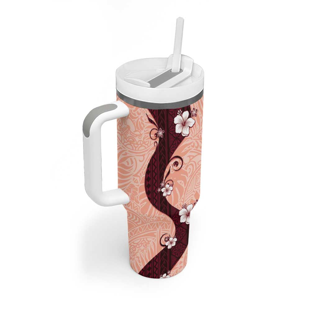 Polynesia Hibiscus Tumbler With Handle Rose Bud Curve Motif LT05 - Polynesian Pride