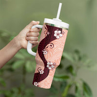Polynesia Hibiscus Tumbler With Handle Rose Bud Curve Motif LT05 - Polynesian Pride