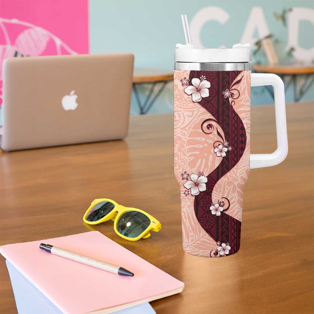 Polynesia Hibiscus Tumbler With Handle Rose Bud Curve Motif LT05 - Polynesian Pride