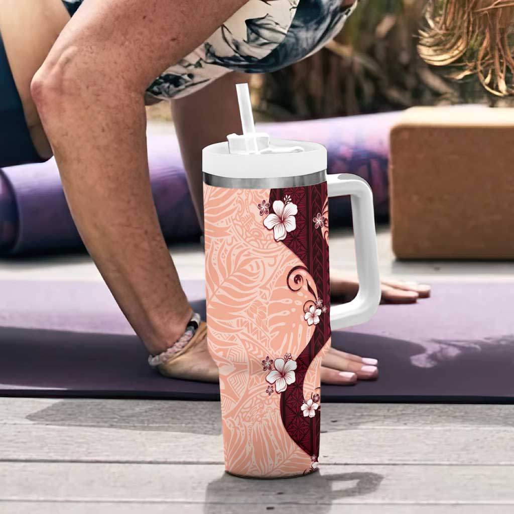 Polynesia Hibiscus Tumbler With Handle Rose Bud Curve Motif LT05 - Polynesian Pride