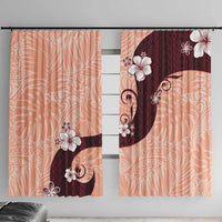 Polynesia Hibiscus Window Curtain Rose Bud Curve Motif LT05 With Hooks Red - Polynesian Pride
