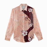 Polynesia Hibiscus Women Casual Shirt Rose Bud Curve Motif - Polynesian Pride