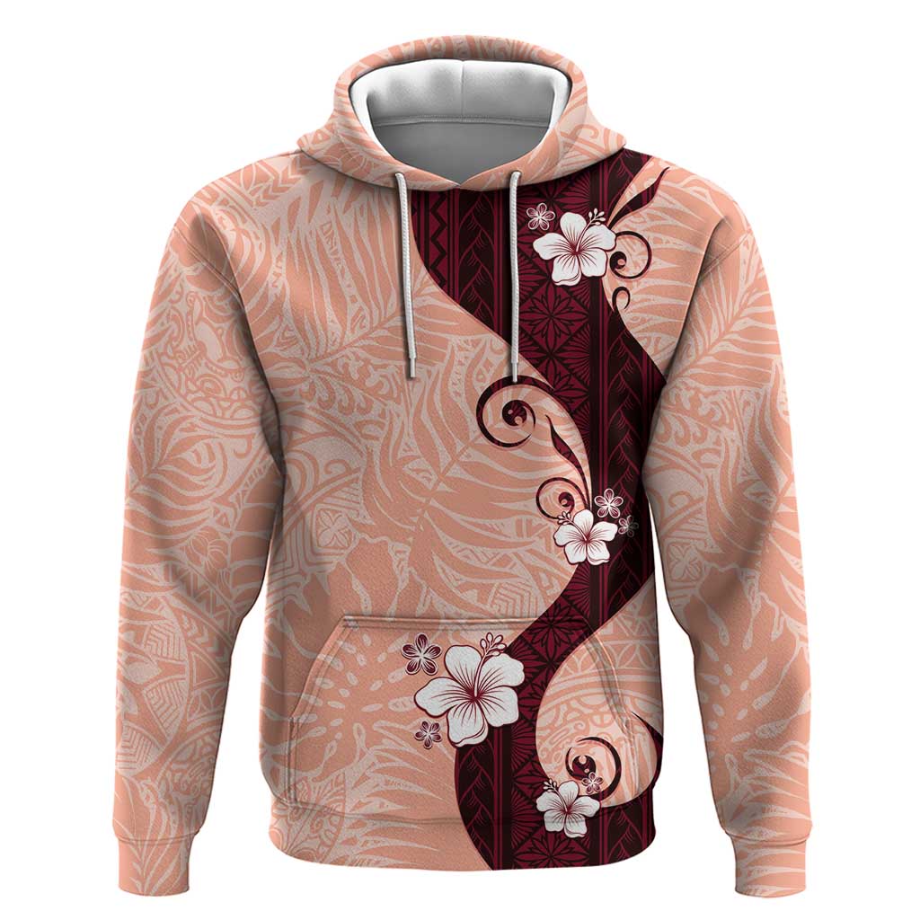 Polynesia Hibiscus Zip Hoodie Rose Bud Curve Motif - Polynesian Pride