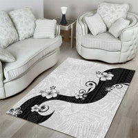 Polynesia Hibiscus Area Rug White Curve Motif LT05 - Polynesian Pride