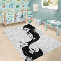 Polynesia Hibiscus Area Rug White Curve Motif LT05 - Polynesian Pride