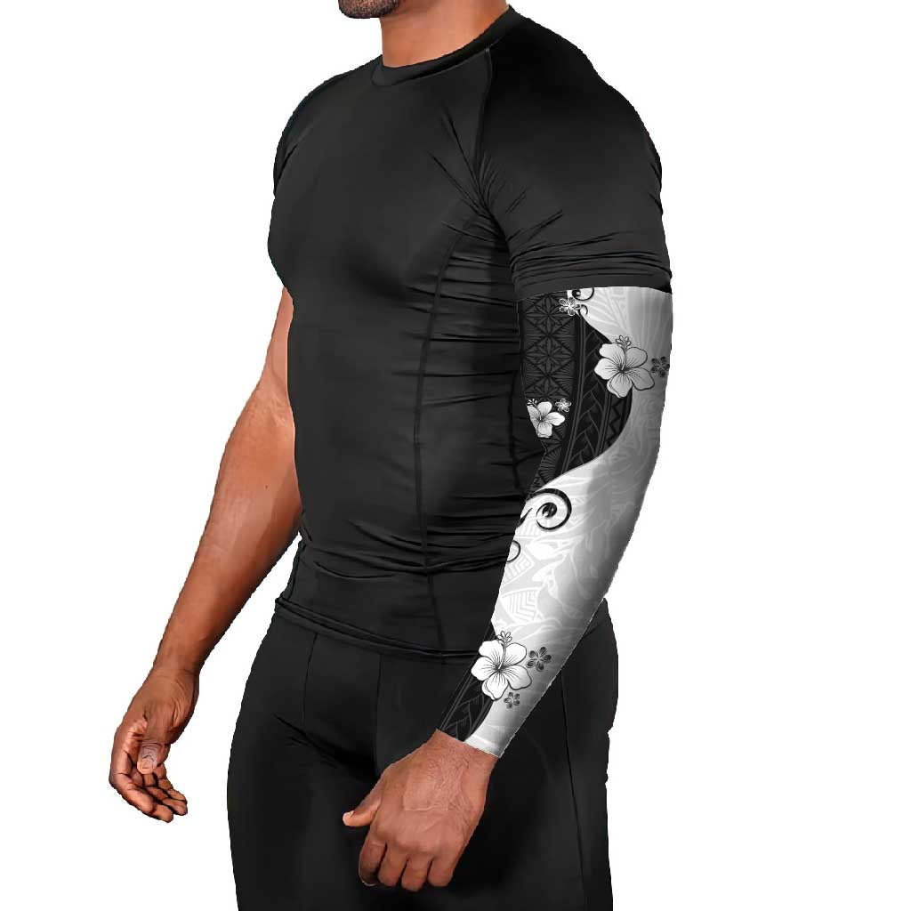 Polynesia Hibiscus Arm Sleeves White Curve Motif - Polynesian Pride