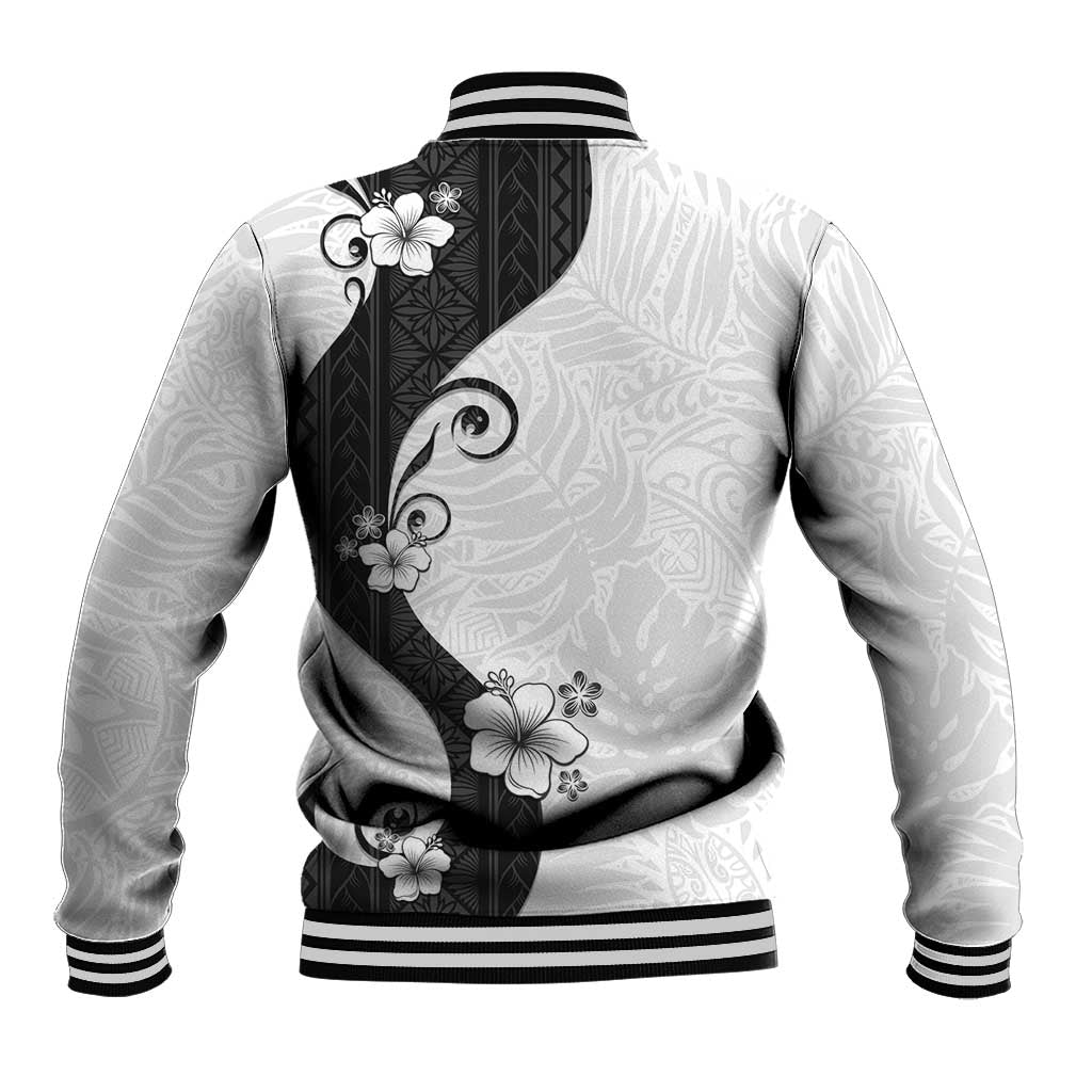 Polynesia Hibiscus Baseball Jacket White Curve Motif LT05 - Polynesian Pride