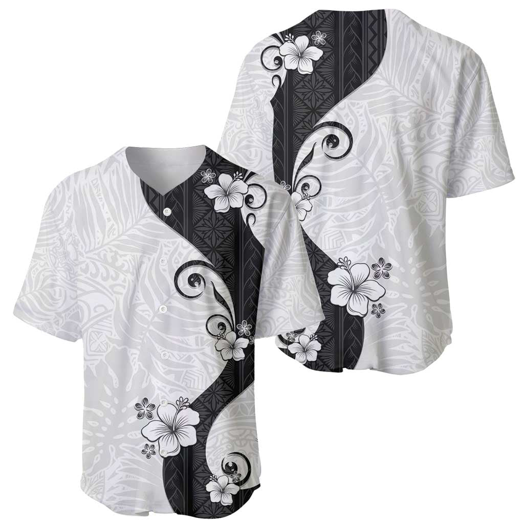Polynesia Hibiscus Baseball Jersey White Curve Motif LT05 - Polynesian Pride
