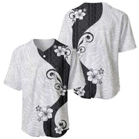 Polynesia Hibiscus Baseball Jersey White Curve Motif LT05 - Polynesian Pride
