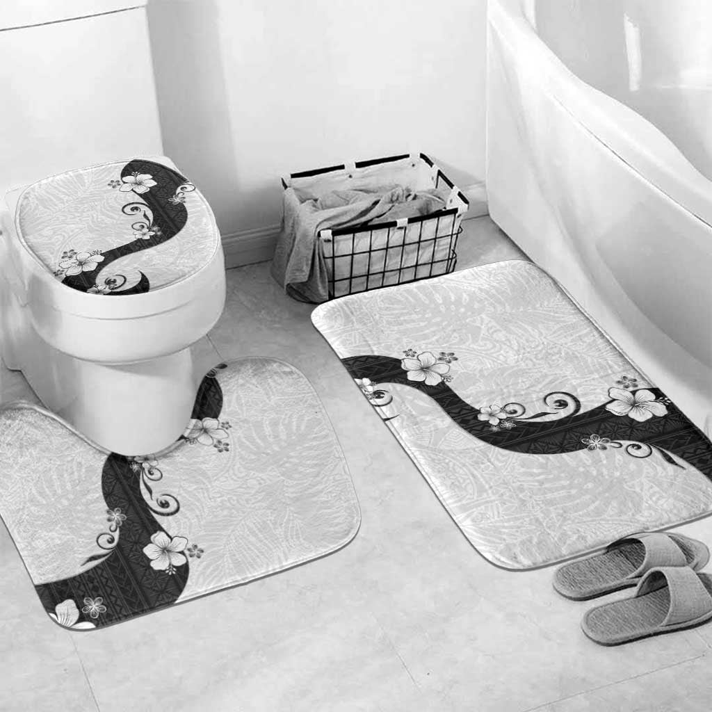 Polynesia Hibiscus Bathroom Set White Curve Motif - Polynesian Pride