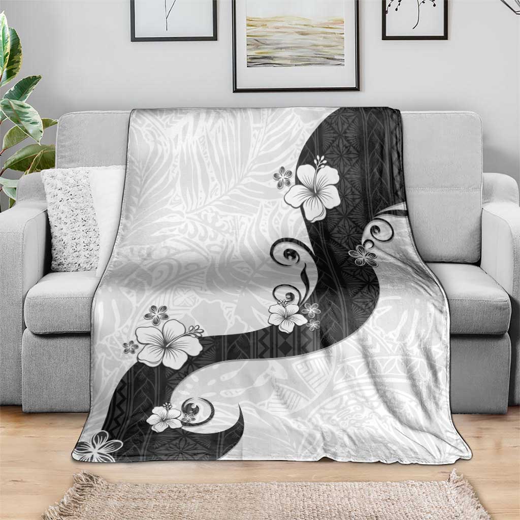 Polynesia Hibiscus Blanket White Curve Motif - Polynesian Pride