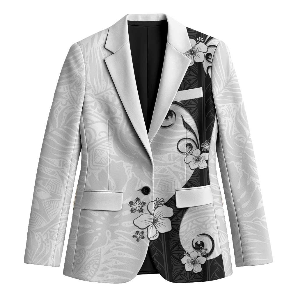 Polynesia Hibiscus Blazer White Curve Motif LT05 Unisex White - Polynesian Pride
