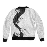 Polynesia Hibiscus Bomber Jacket White Curve Motif LT05 - Polynesian Pride