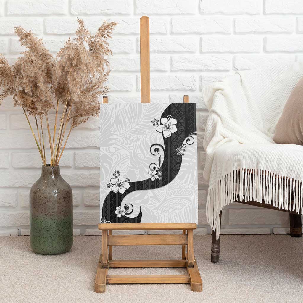 Polynesia Hibiscus Canvas Wall Art White Curve Motif - Polynesian Pride