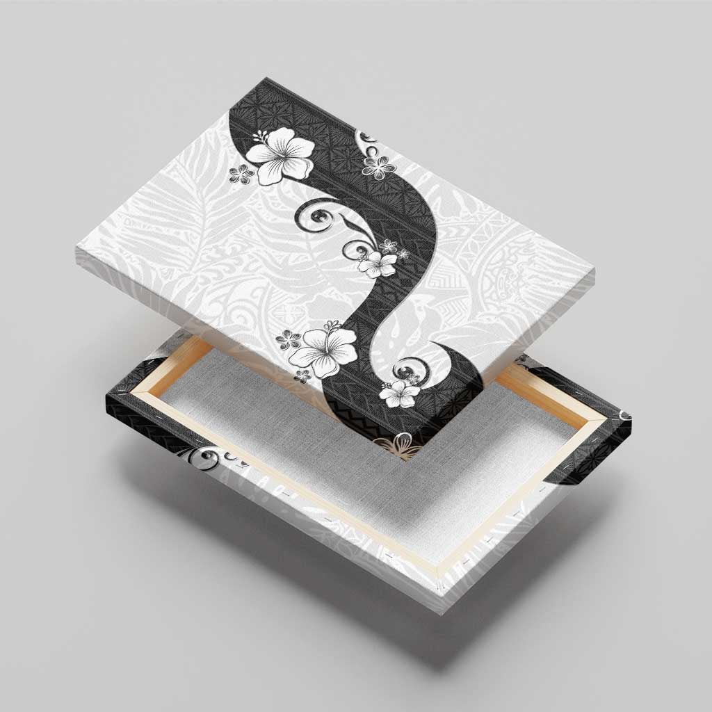 Polynesia Hibiscus Canvas Wall Art White Curve Motif - Polynesian Pride