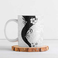 Polynesia Hibiscus Ceramic Mug White Curve Motif - Polynesian Pride