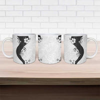 Polynesia Hibiscus Ceramic Mug White Curve Motif - Polynesian Pride