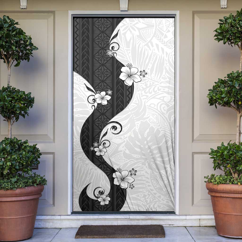 Polynesia Hibiscus Door Cover White Curve Motif - Polynesian Pride