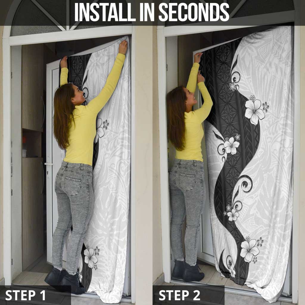 Polynesia Hibiscus Door Cover White Curve Motif - Polynesian Pride