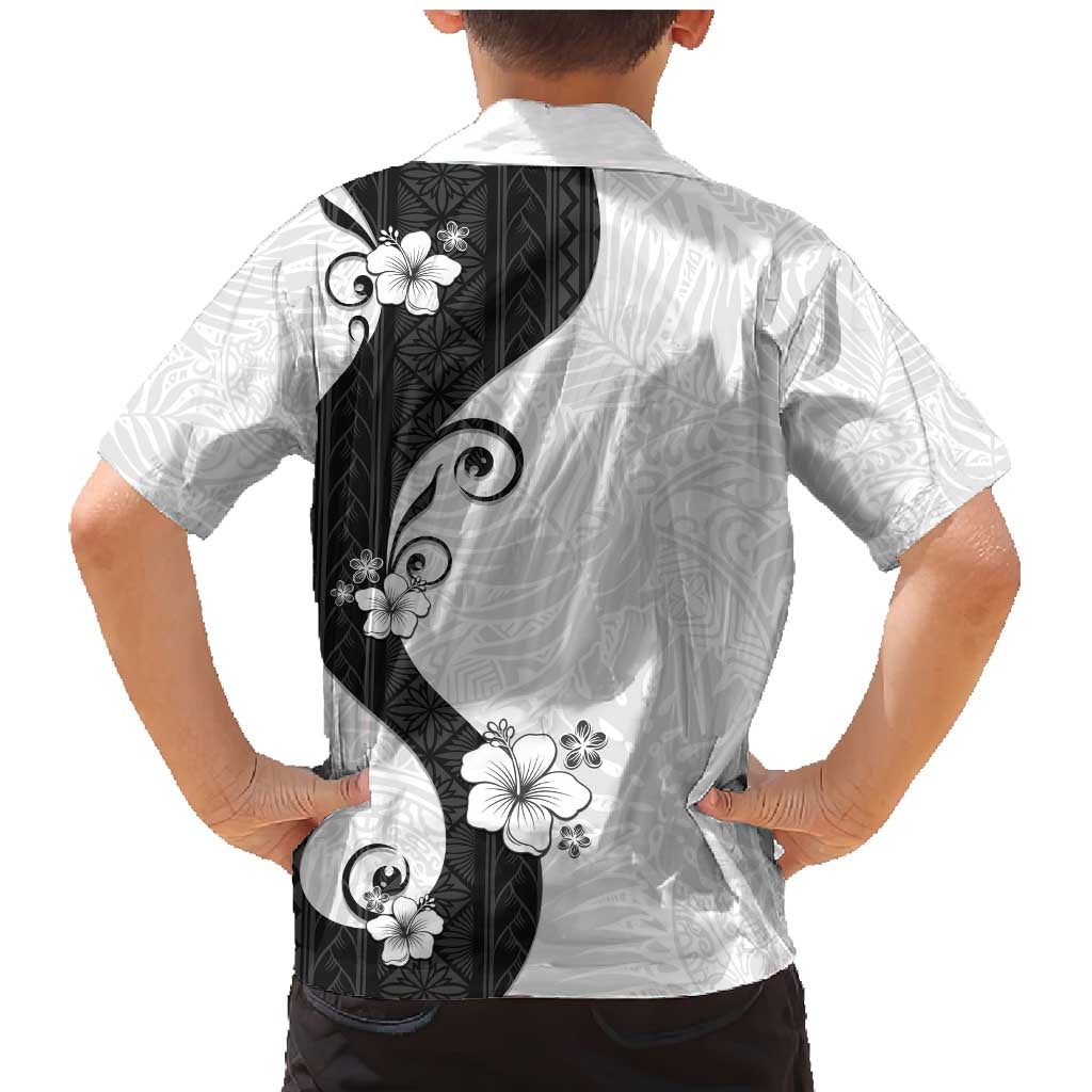 Polynesia Hibiscus Family Matching Mermaid Dress and Hawaiian Shirt White Curve Motif LT05 - Polynesian Pride
