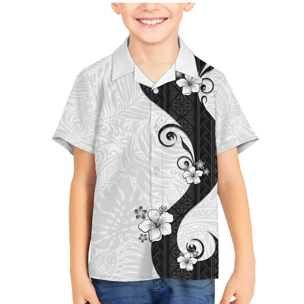 Polynesia Hibiscus Family Matching Mermaid Dress and Hawaiian Shirt White Curve Motif LT05 Son's Shirt White - Polynesian Pride