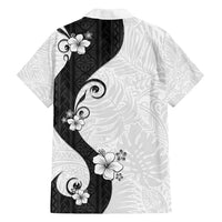 Polynesia Hibiscus Family Matching Off Shoulder Short Dress and Hawaiian Shirt White Curve Motif - Polynesian Pride
