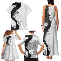 Polynesia Hibiscus Family Matching Tank Maxi Dress and Hawaiian Shirt White Curve Motif LT05 - Polynesian Pride