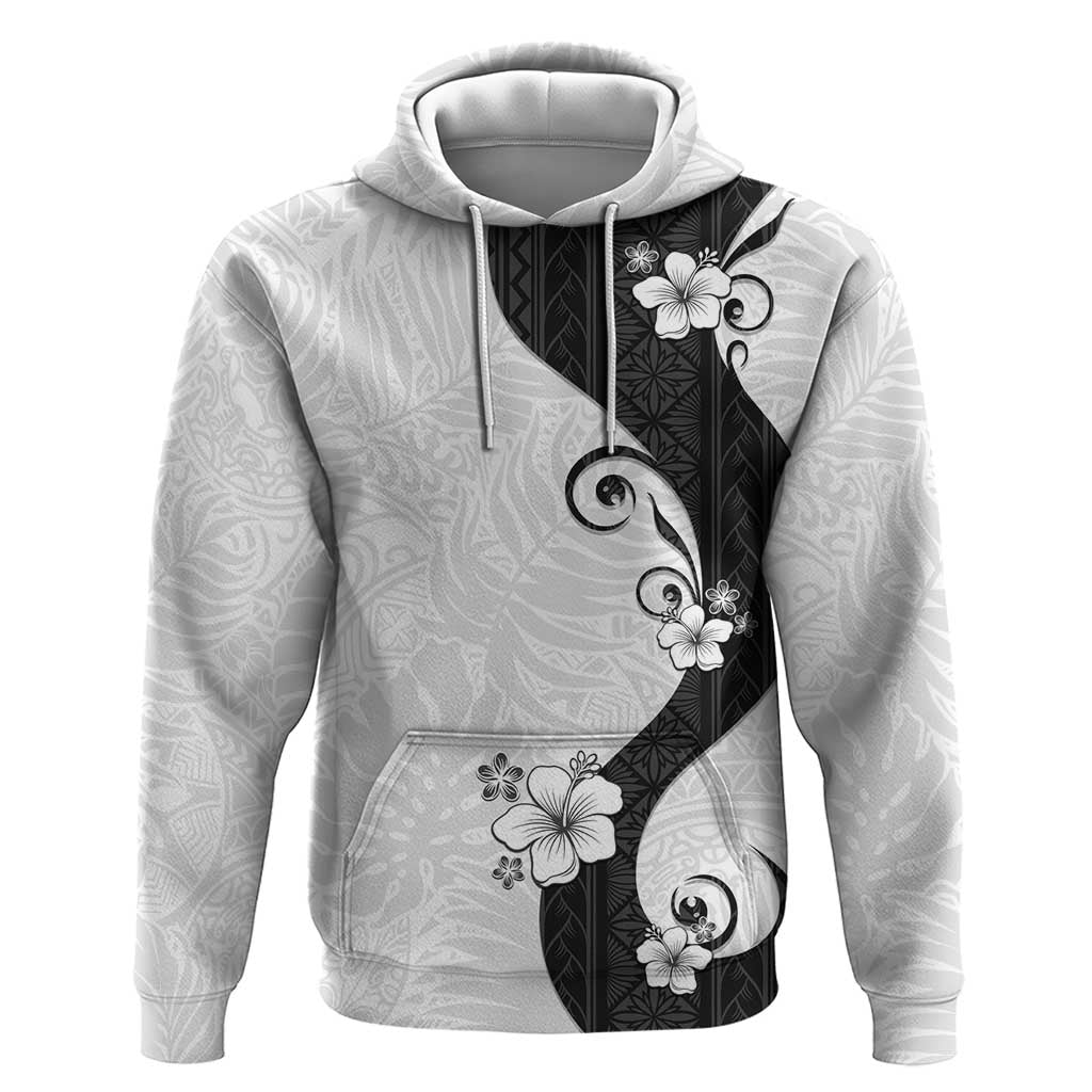 Polynesia Hibiscus Hoodie White Curve Motif - Polynesian Pride