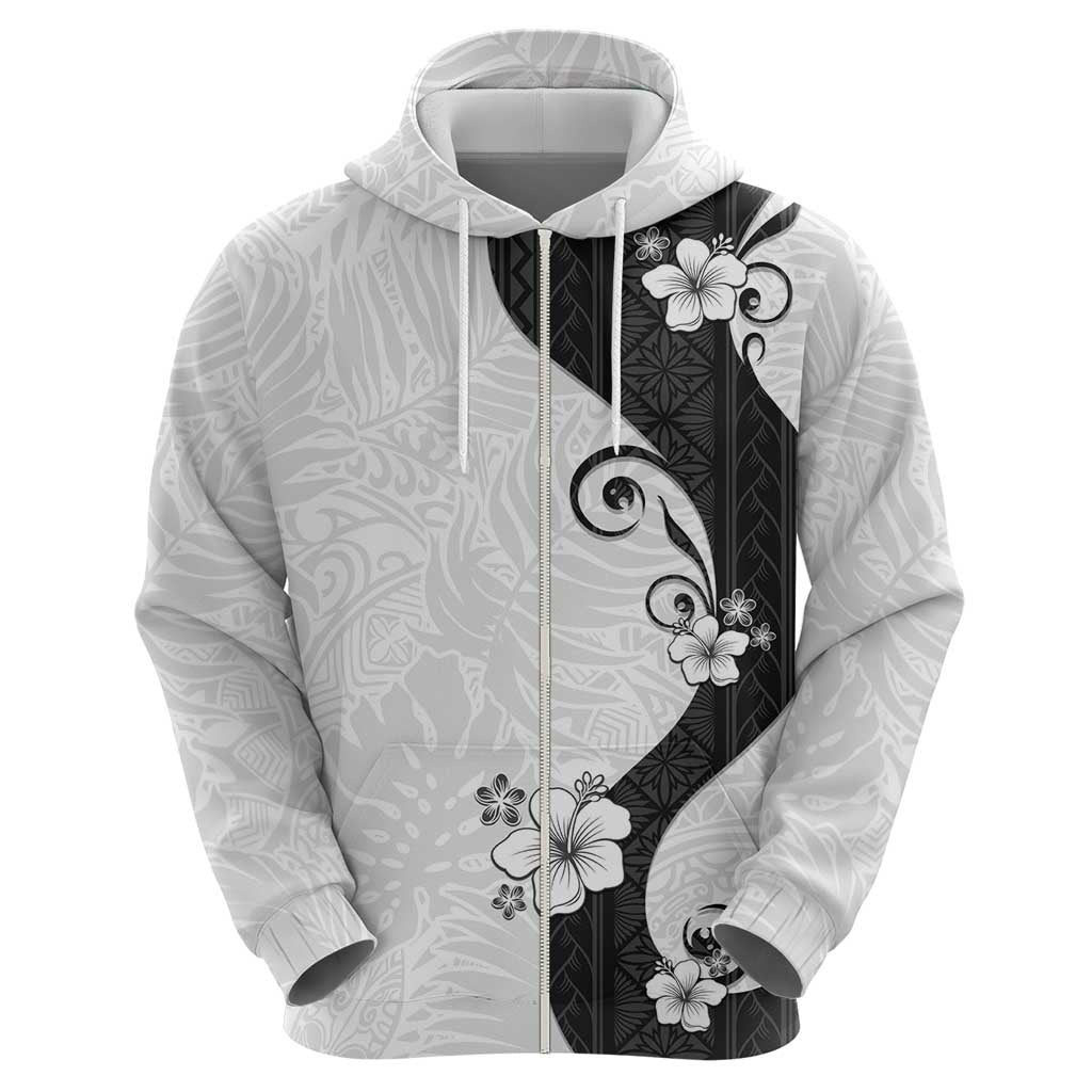 Polynesia Hibiscus Hoodie White Curve Motif - Polynesian Pride