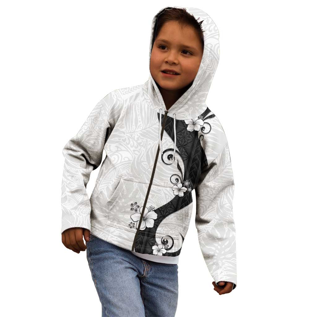 Polynesia Hibiscus Kid Hoodie White Curve Motif - Polynesian Pride