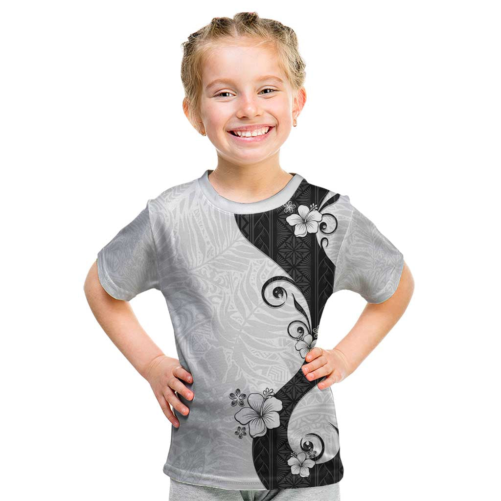 Polynesia Hibiscus Kid T Shirt White Curve Motif LT05 White - Polynesian Pride