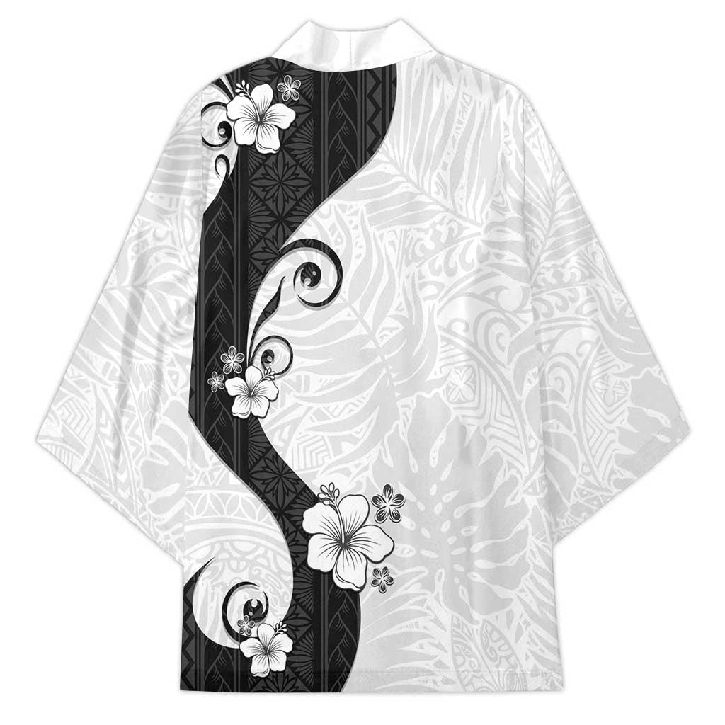 Polynesia Hibiscus Kimono White Curve Motif LT05 - Polynesian Pride