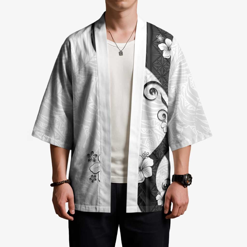 Polynesia Hibiscus Kimono White Curve Motif LT05 - Polynesian Pride