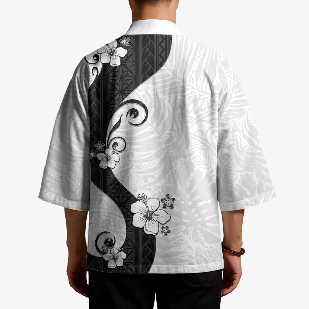 Polynesia Hibiscus Kimono White Curve Motif LT05 - Polynesian Pride