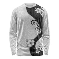 Polynesia Hibiscus Long Sleeve Shirt White Curve Motif - Polynesian Pride