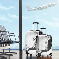 Polynesia Hibiscus Luggage Cover White Curve Motif - Polynesian Pride